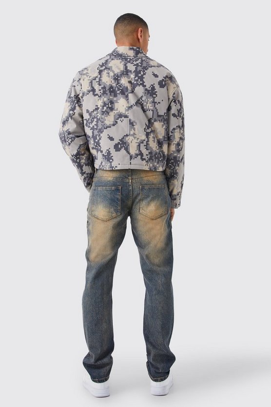 Zerrissene Cargo-Jeans mit geradem Bein