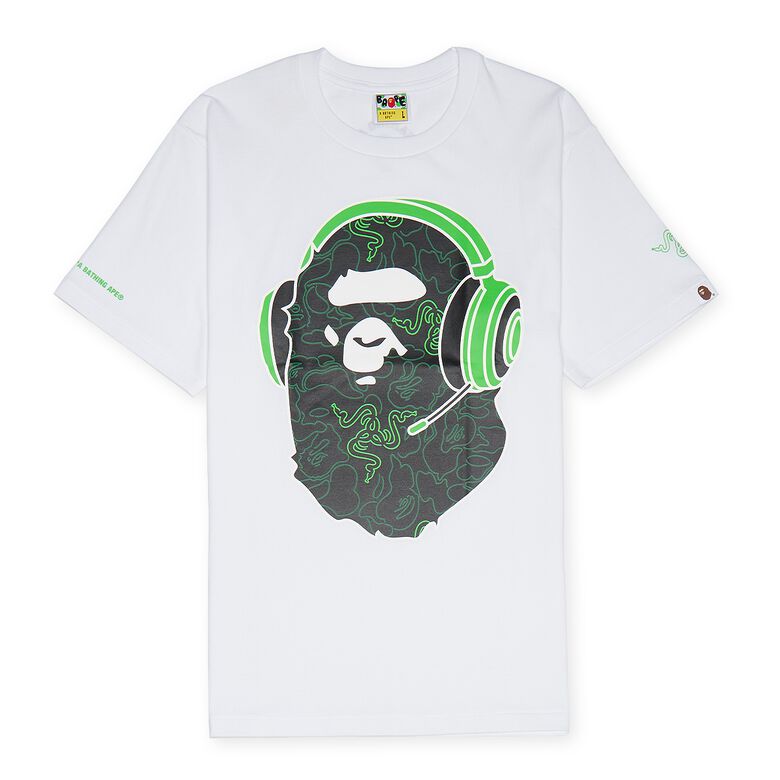 A Bathing Ape x Razer Neon Camo Ape Head Tee white