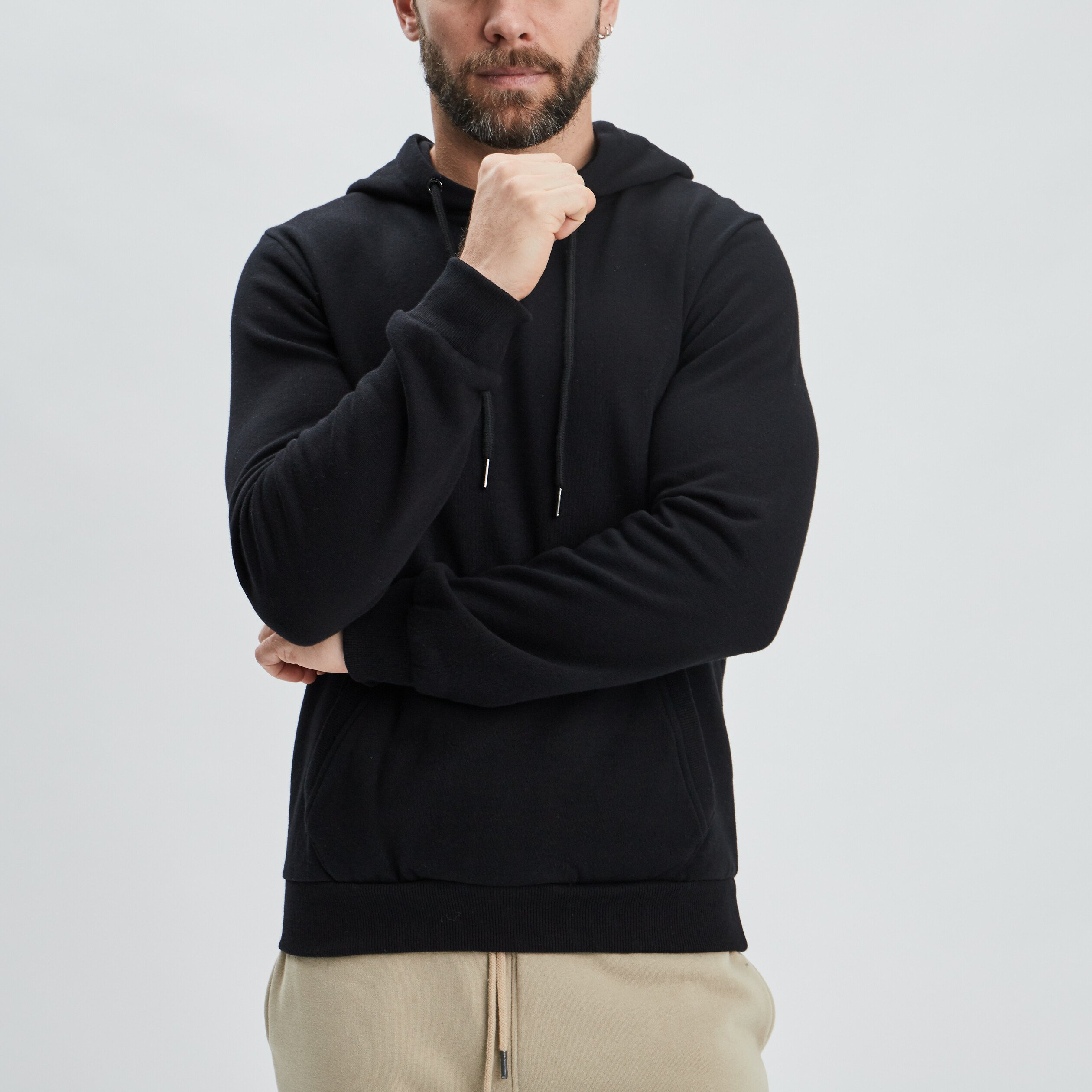 Sweat molleton à capuche hoodie noir homme | La Halle