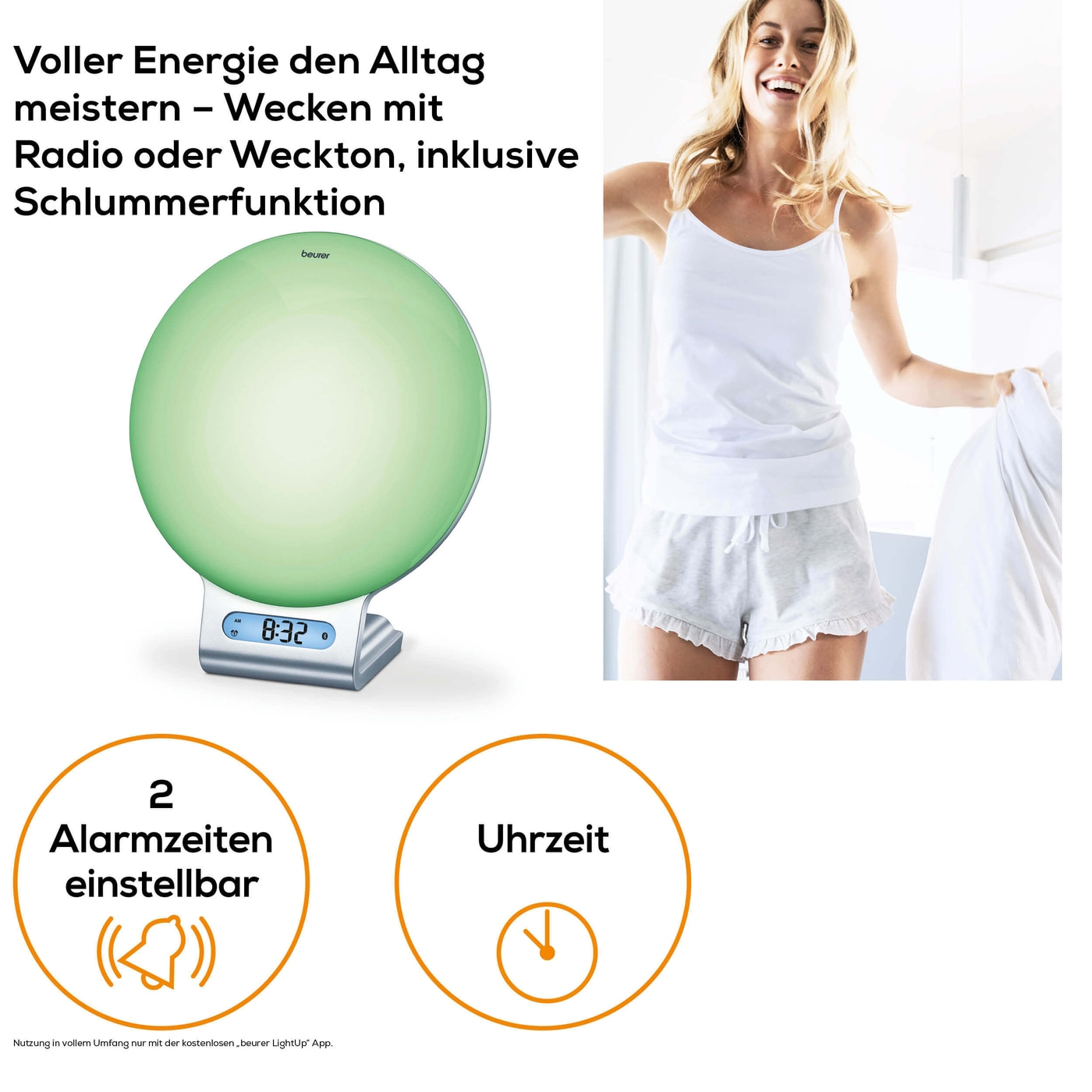 Beurer Lichtwecker WL 75-Sonnenlicht Lichtwecker für natürliches Einschlafen & Aufwachen mit App-Anbindung
