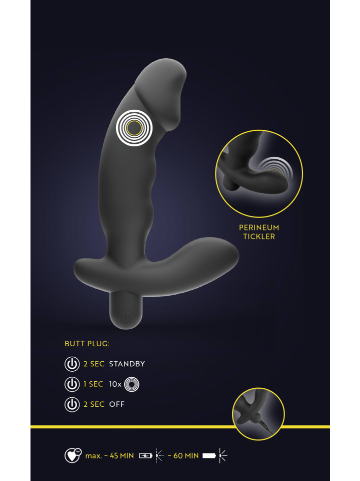 ANOS Prostata-Vibrator C*ck Shaped Butt Plug with Vibration in schwarz günstig kaufen 14 cm