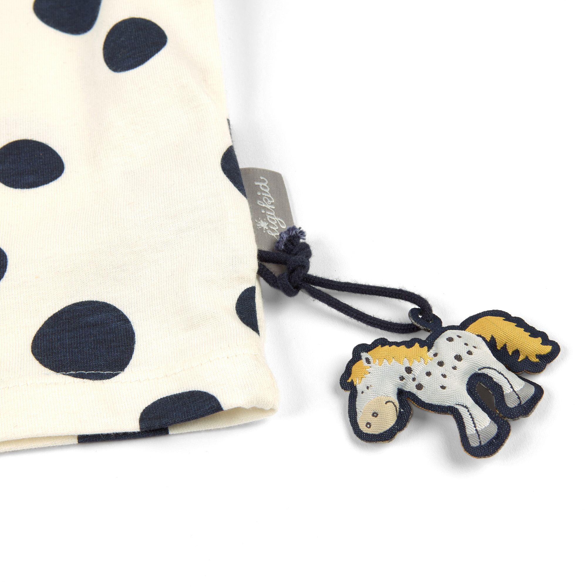 Weißes Kinder T-Shirt mit dunkelblauen Punkten