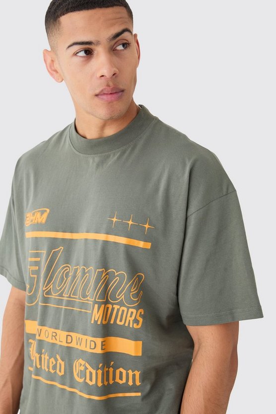 Oversize T-Shirt mit Homme Limited Text Print