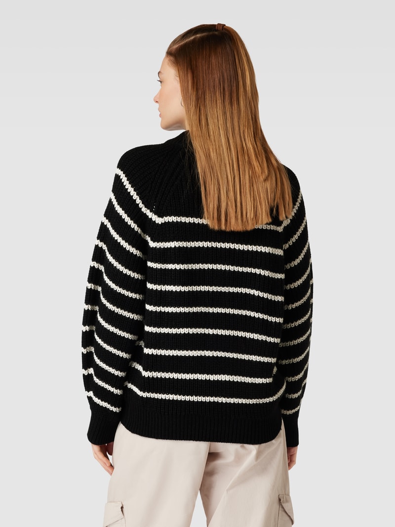 Strickpullover mit Streifenmuster Modell 'MIBA' in black