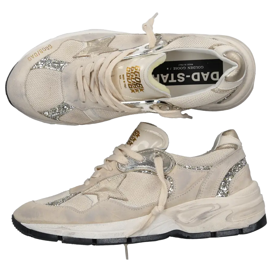 Golden Goose - Damenschuhe RUNNING DAD Kalbsleder Textil - beige
