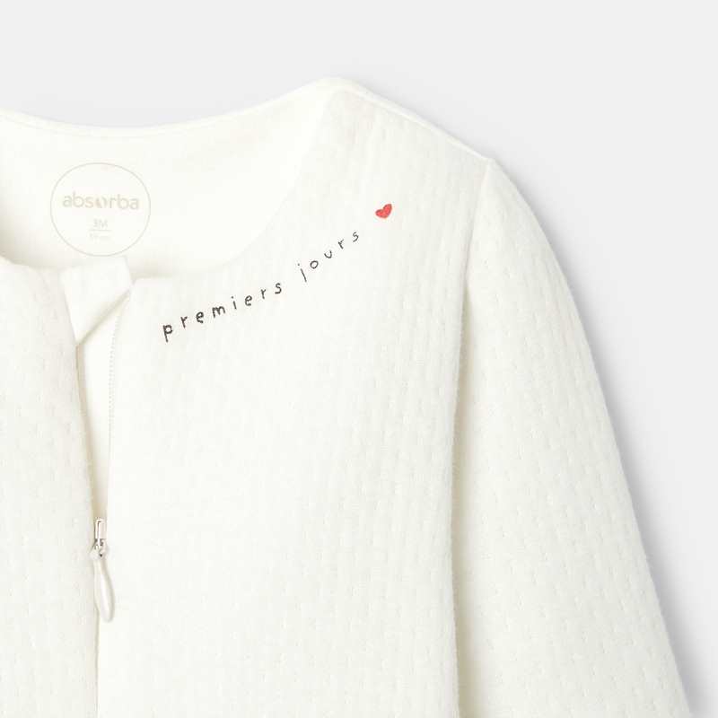 Pyjama sans pied en coton bio blanc naissance Absorba
