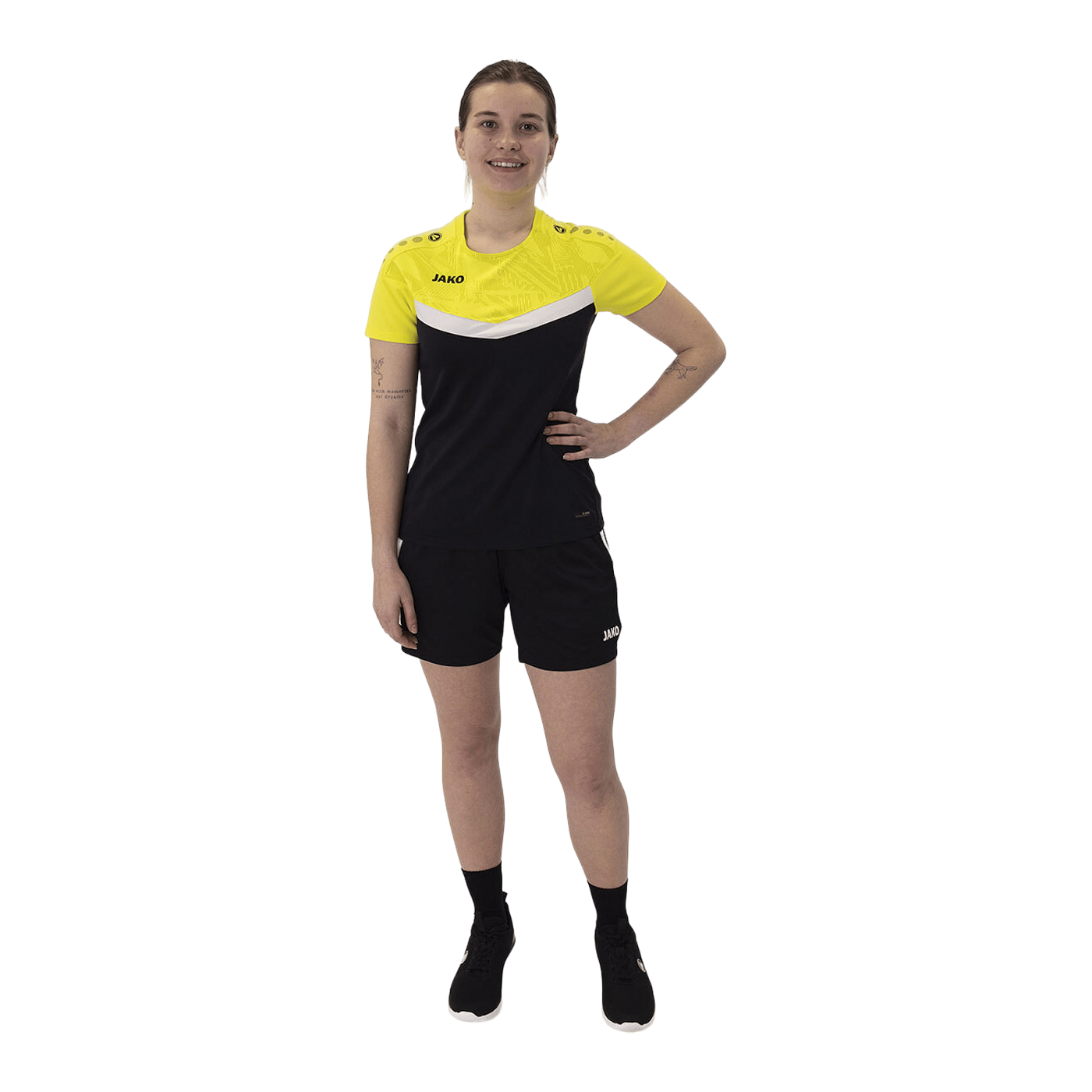 JAKO Icon T-Shirt Damen Schwarz Gelb F808
