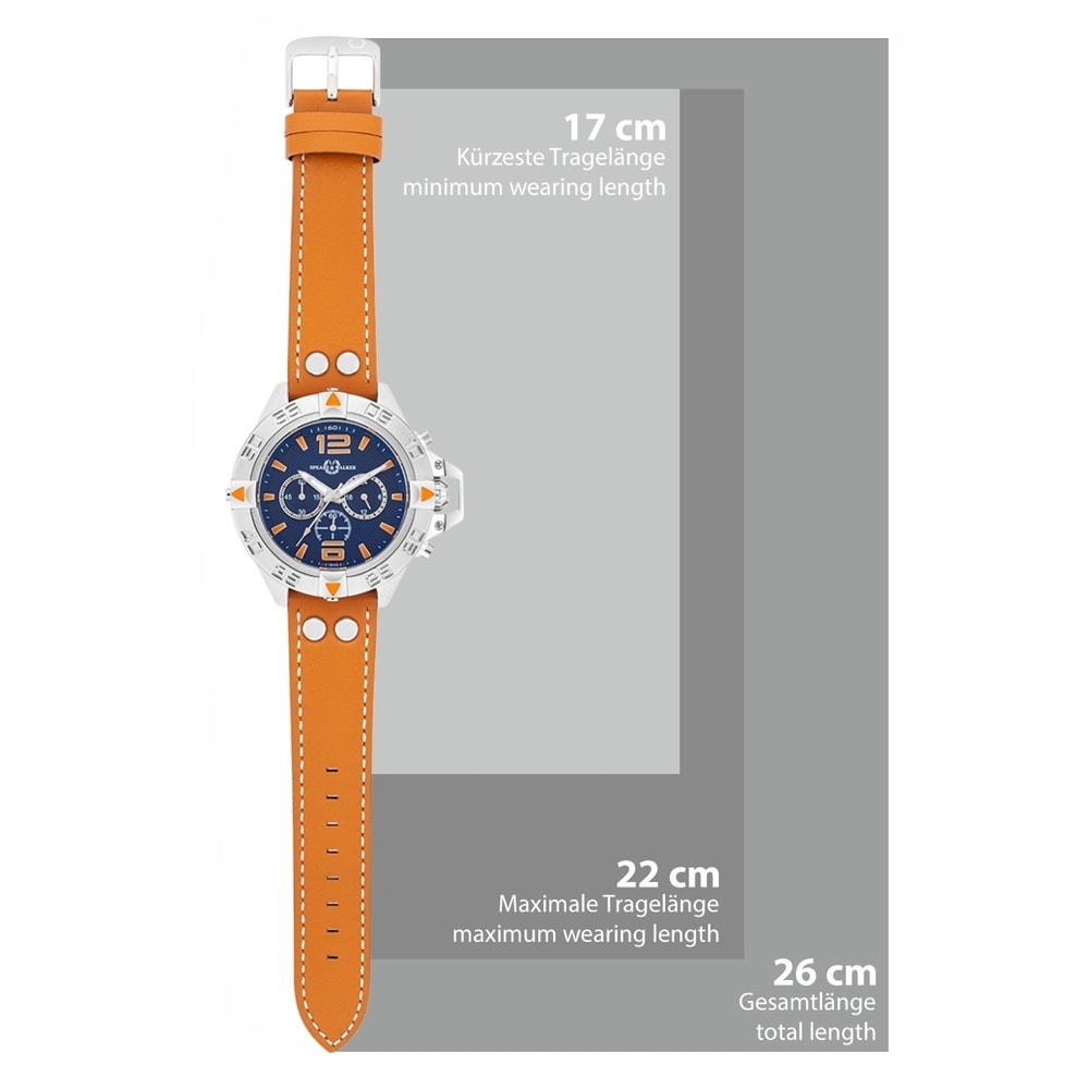 Spears & Walker Montre à quartz Varus II Argent Cuir véritable en Cognac Montre