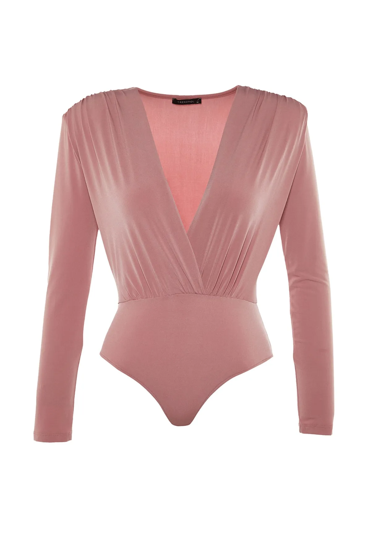 Trendyol Collection  Dried Rose Zweireihiger Strick-Body mit V-Kragen TPRAW22BD0161