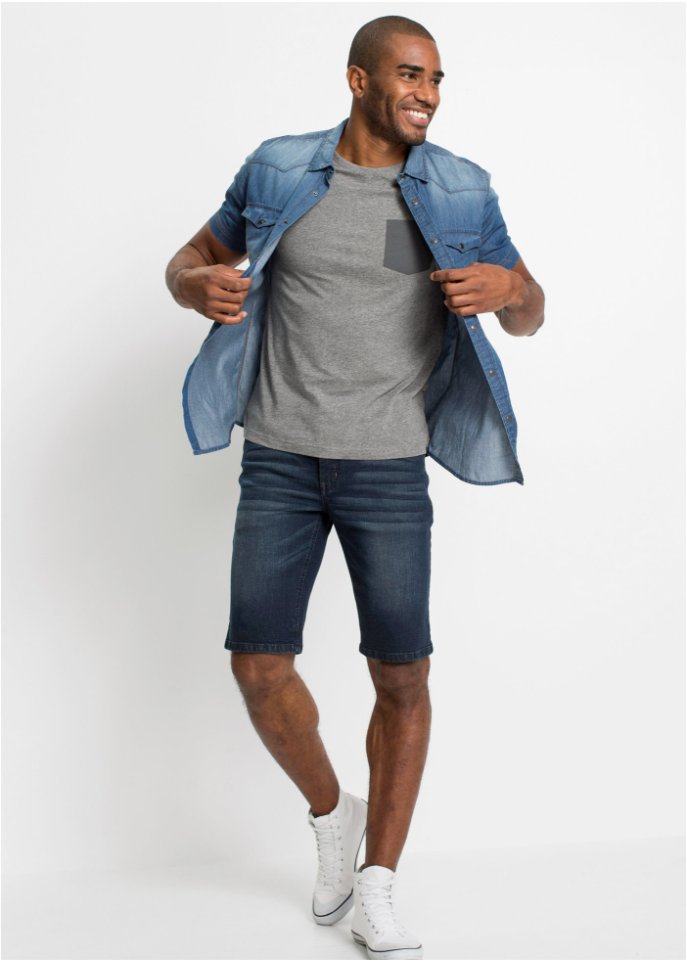 Stretch-Jeans-Bermuda, Slim Fit