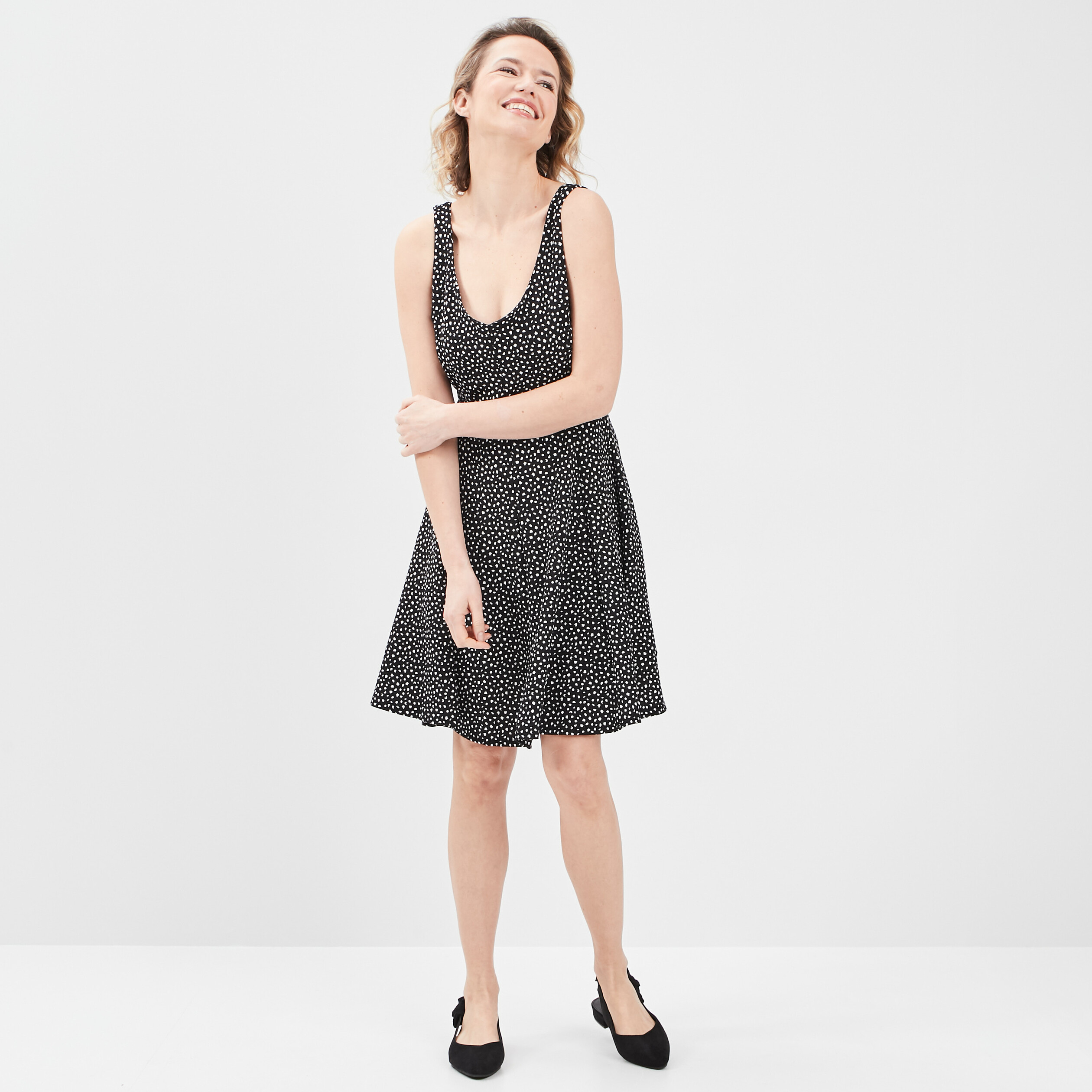 Robe patineuse à bretelles noir femme | La Halle