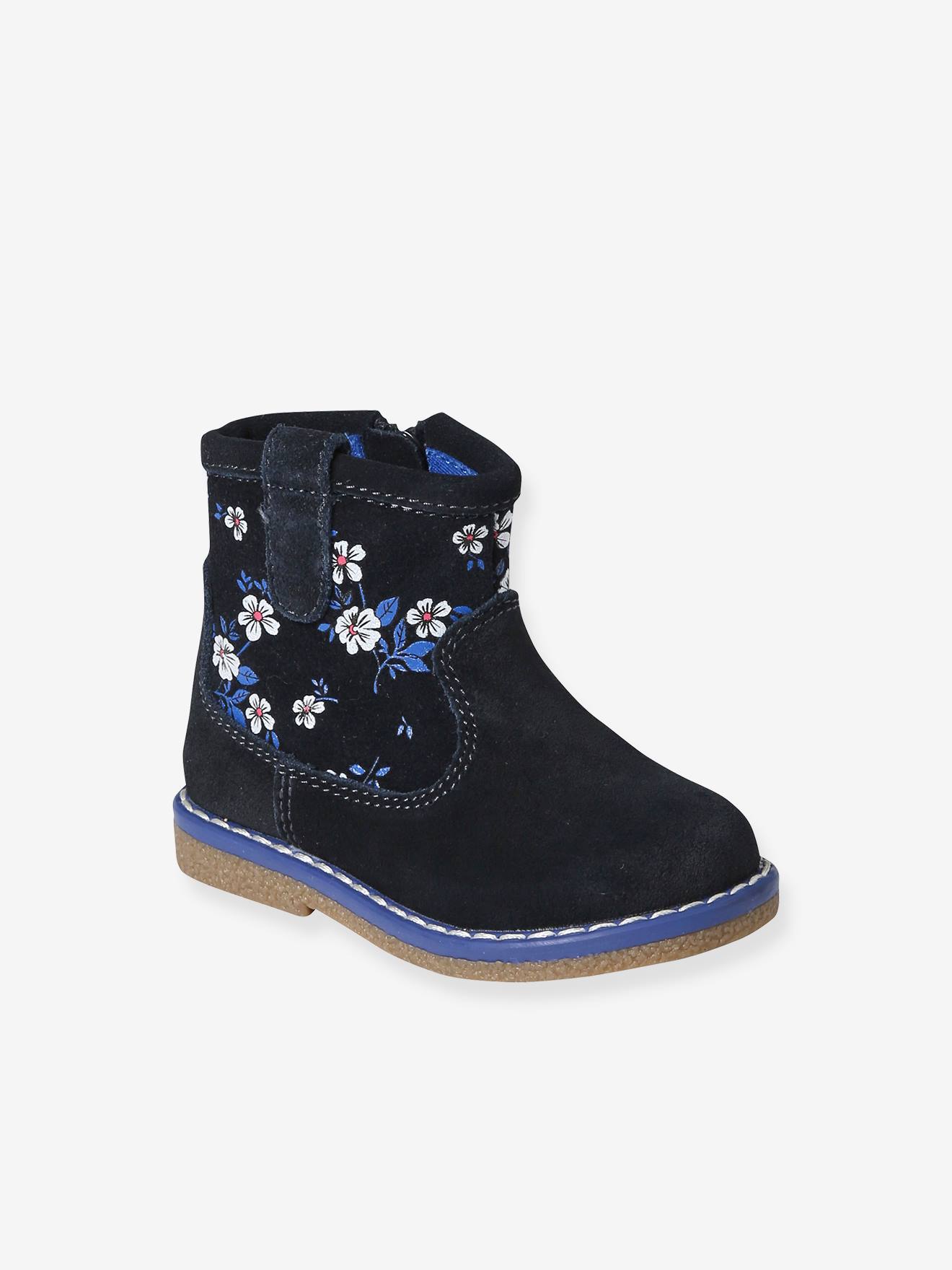 Vertbaudet Baby Boots mit Reißverschluss - blau bedruckt