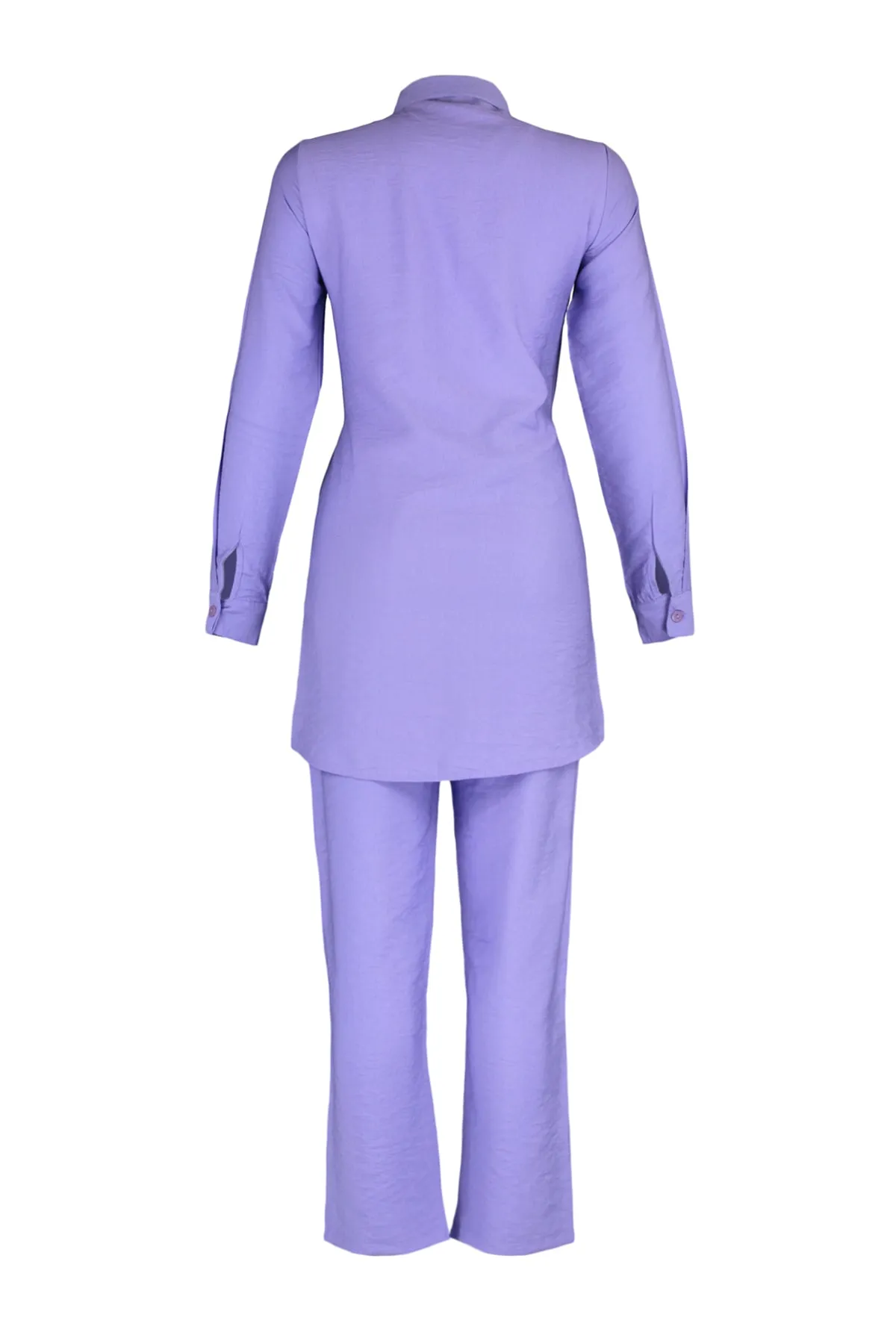 Trendyol Modest  Lilafarbenes gewebtes Hemd-Hosen-Set mit Taillenschnürung TCTSS22US00027
