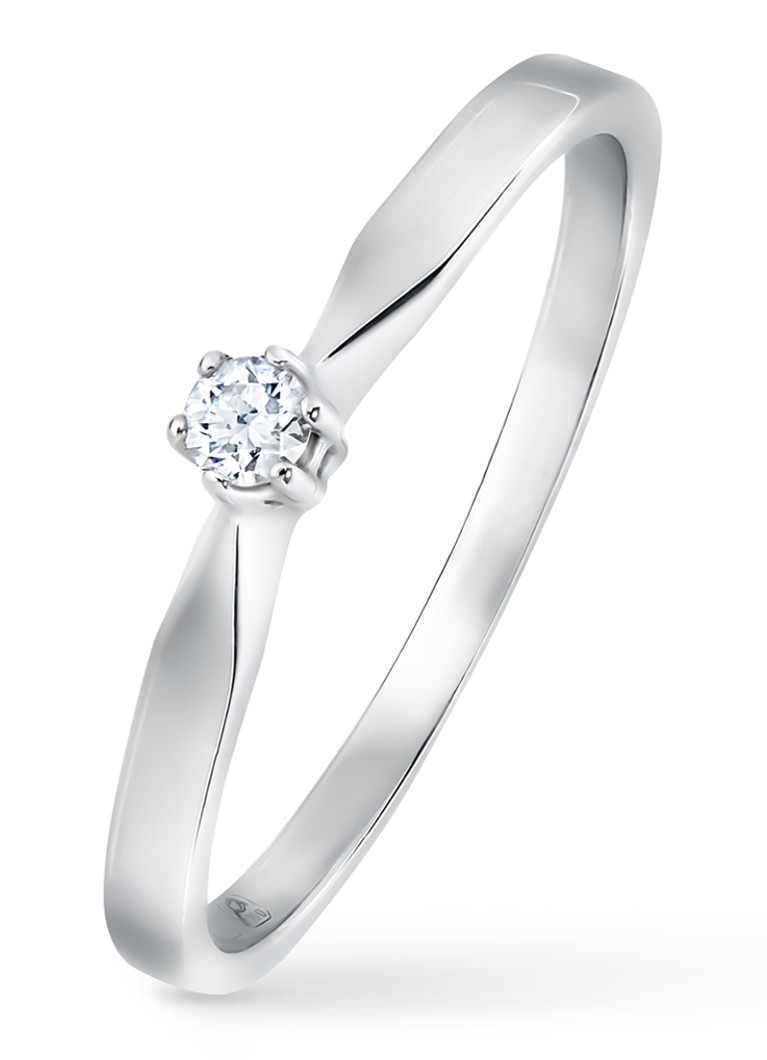 Diamond Point Ring Growth brilliant made of 18 carat white gold with 0.06 ct. diamond