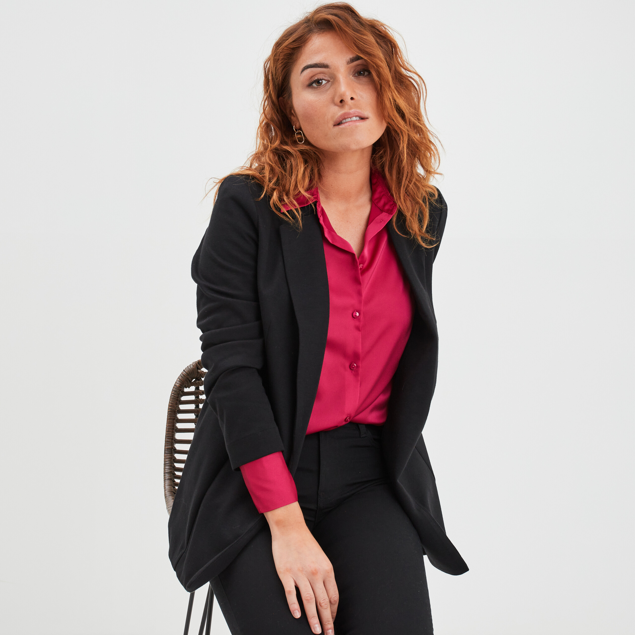 Veste blazer droite noir femme | La Halle