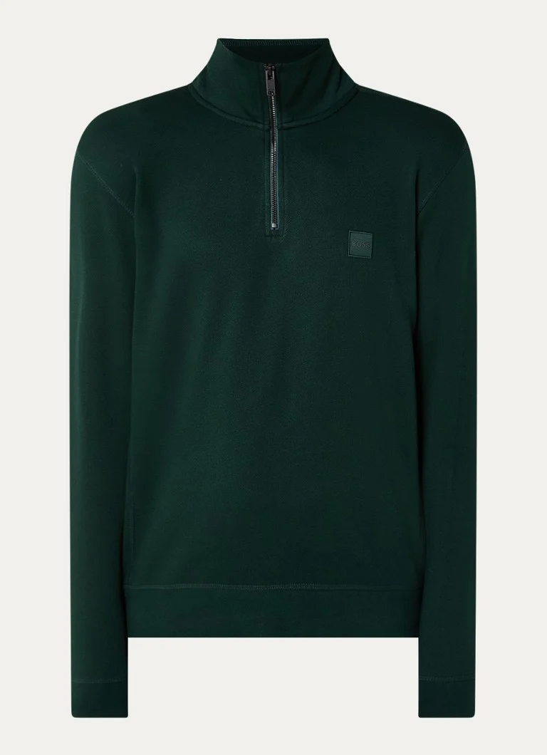 Pulover HUGO BOSS Zetrust cu fermoar pe jumătate și logo