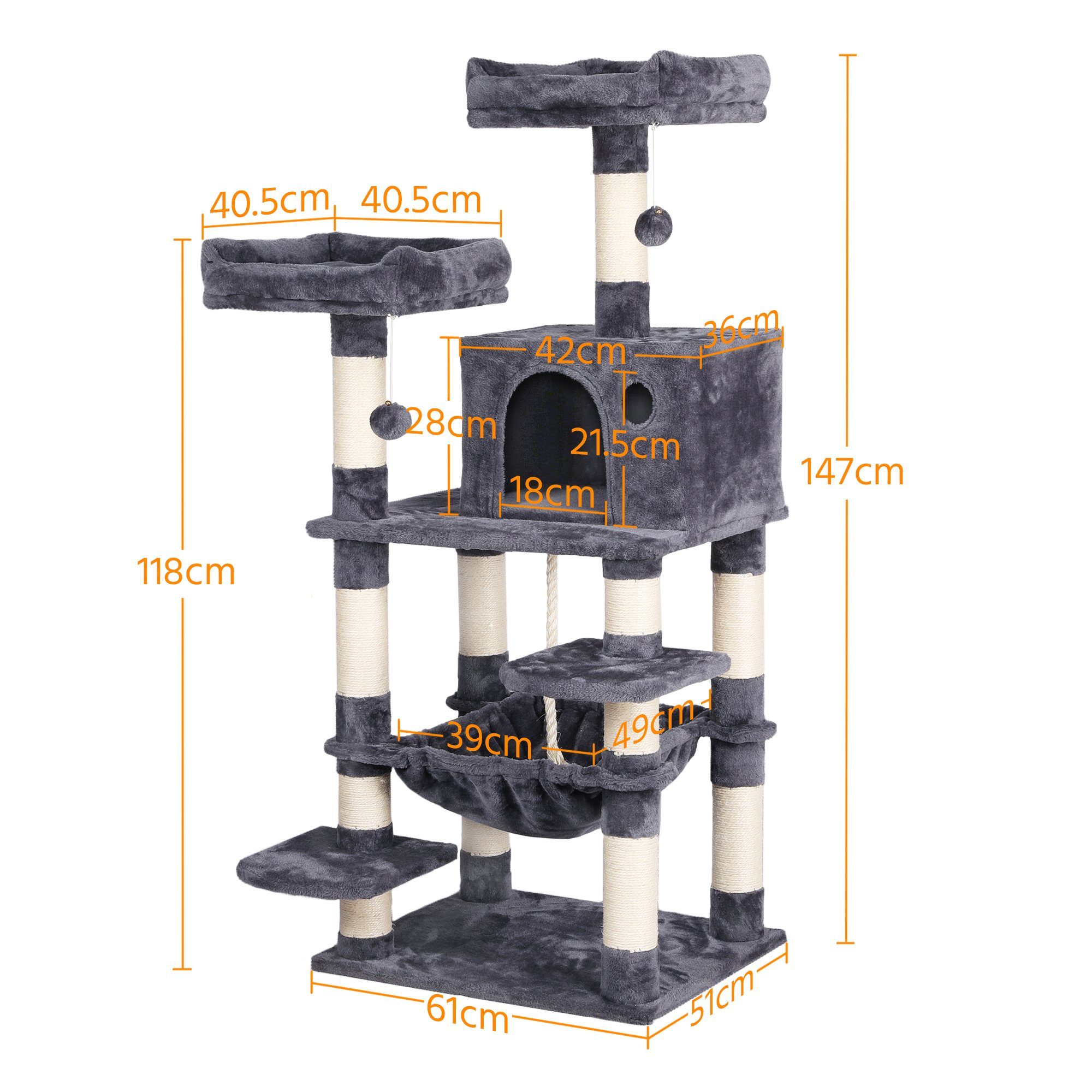 Yaheetech Kratzbaum, 150 cm Katzenbaum Kletterbaum