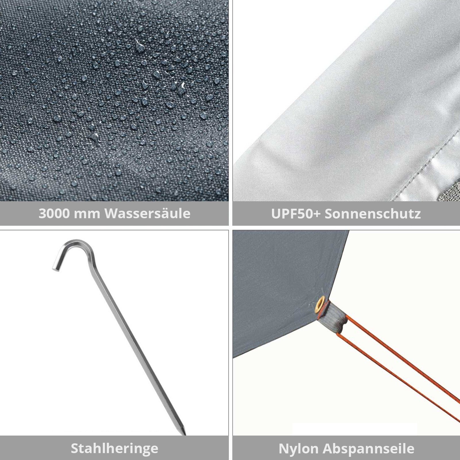 KingCamp Sonnensegel Camping Tarp Bowman Sonnensegel Bus, Zelt Wind Schutz Plane Dach UV 50+