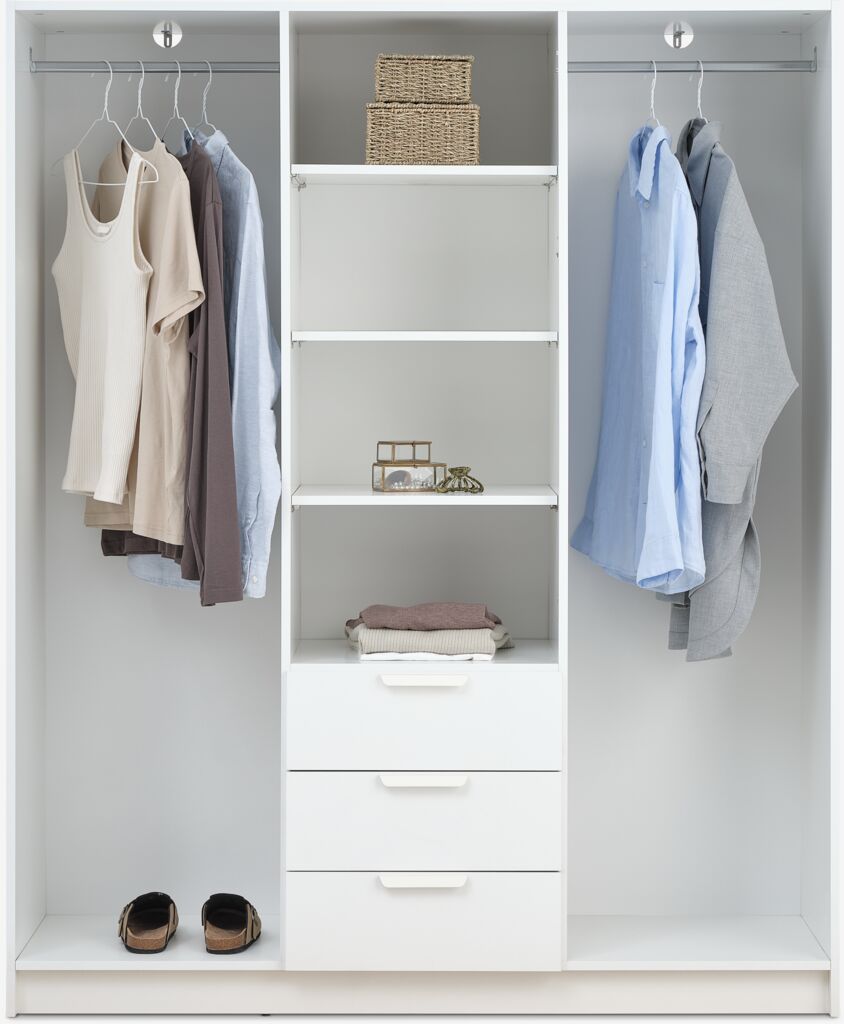 JENSLEV JENSLEV armário 144x176 3 portas 3 gavetas branco