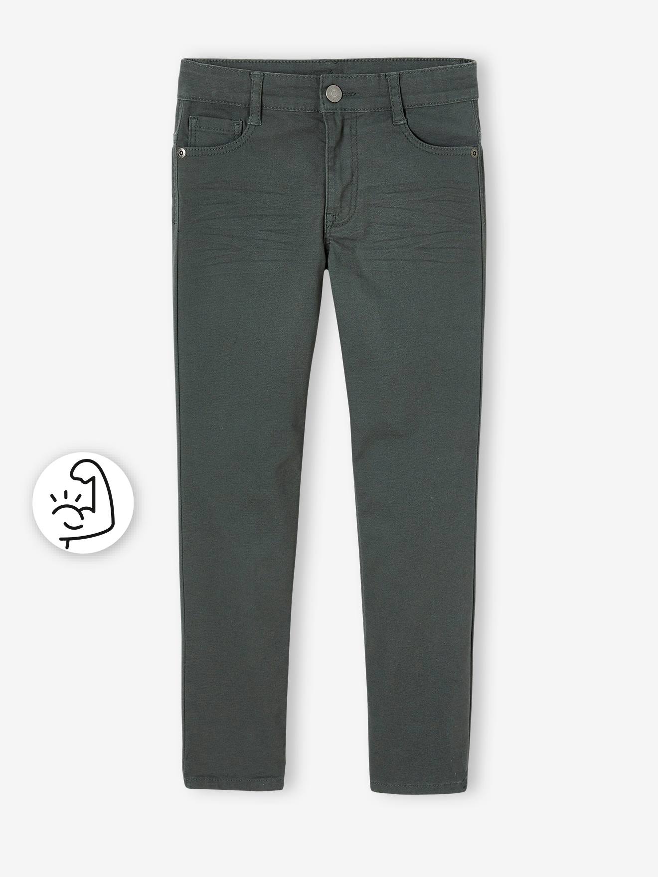 Pantalon droit indestructible garçon kaki fonce