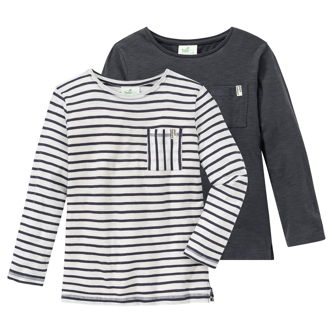 2 Kinder Langarmshirts mit Flammgarn