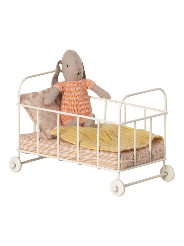 Maileg Kinderbett für Mikro Hase Weiß mit Bettwäsche Rosa 16 cm günstig kaufen onesize