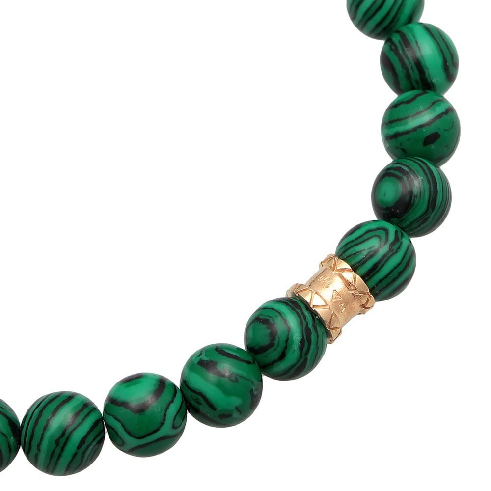 KUZZOI KUZZOI Bracelet Hommes oxydé Malachite look avec des boules d'agate en argent ste Bracelet