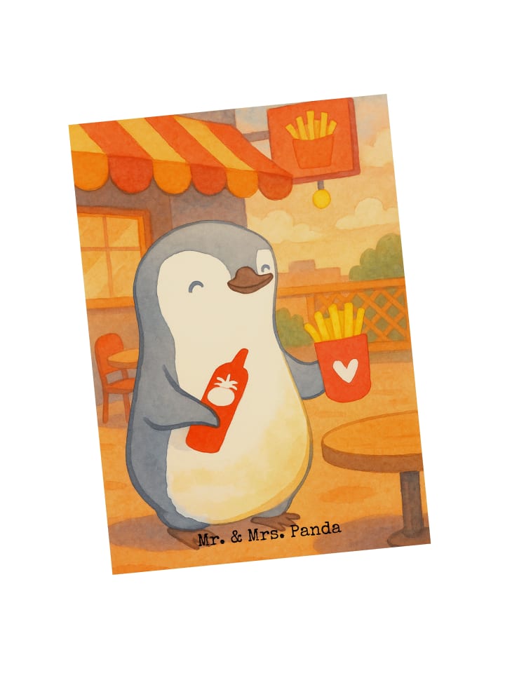 Mr. & Mrs. Panda Postkarte Pinguin Pommes Design ohne Spruch in Weiß günstig kaufen onesize