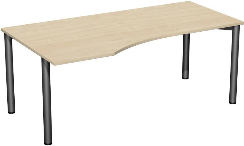 4 Fuß Flex PC-Schreibtisch links feste Höhe, 1800x1000x720, Ahorn/Anthrazit