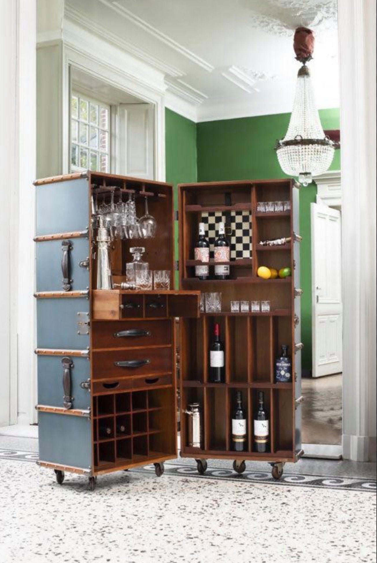 AUTHENTIC MODELS Barschrank Koffer Stateroom Petrol Blau