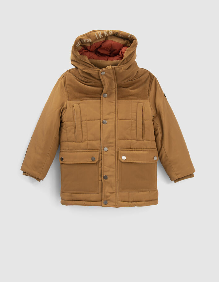 Parka camel fourrée nylon et velours garçon