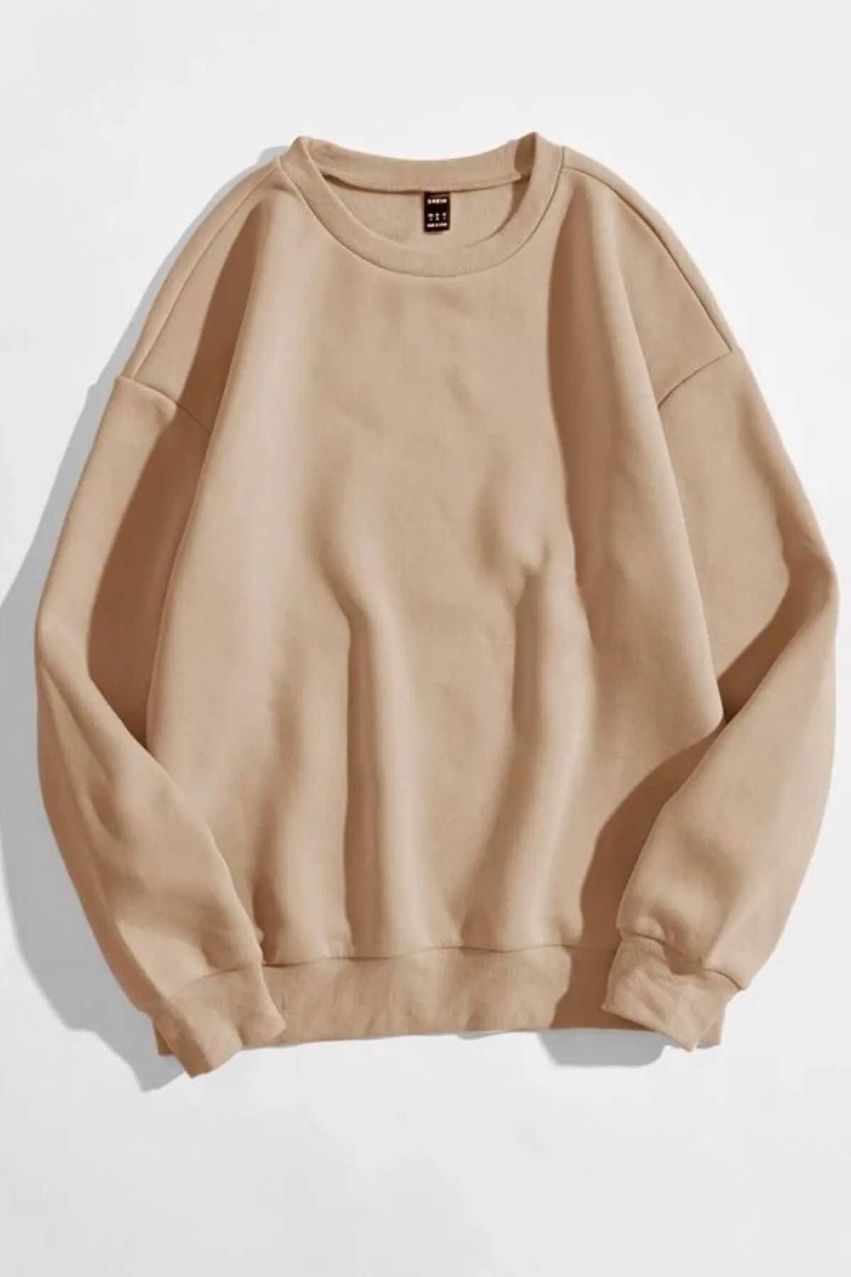 MODAGEN  Unisex-Sweatshirt in Beige, einfarbig, Rundhalsausschnitt, Oversize-Sweatshirt