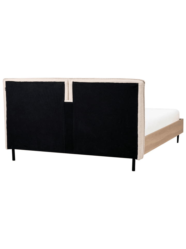 Beliani Doppelbett LIMANTON in Beige/Heller Holzfarbton/Schwarz günstig kaufen onesize