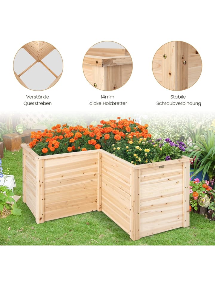 COSTWAY Hochbeet L-förmig in Beige günstig kaufen onesize