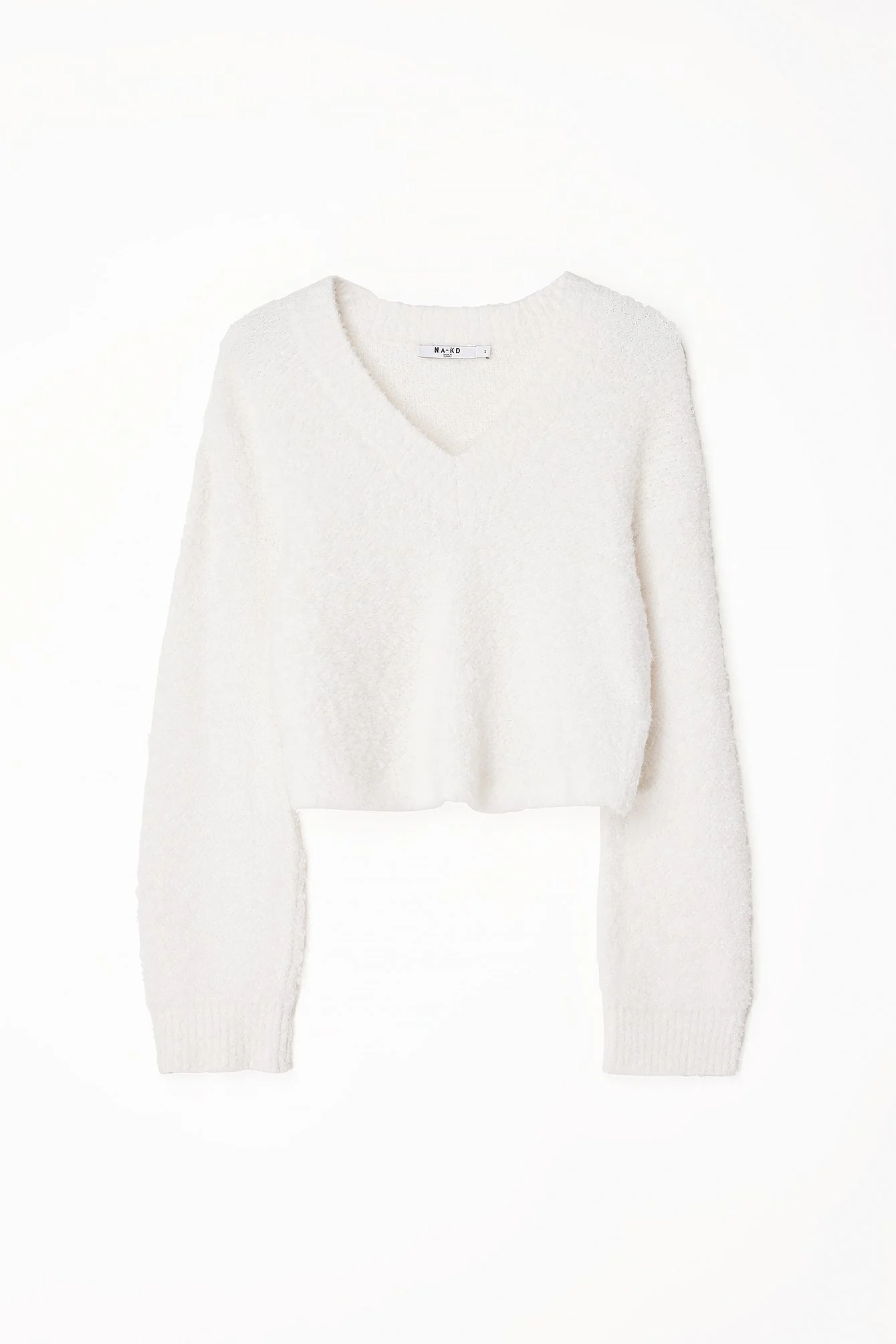 Crop-Strickpullover mit V-Ausschnitt