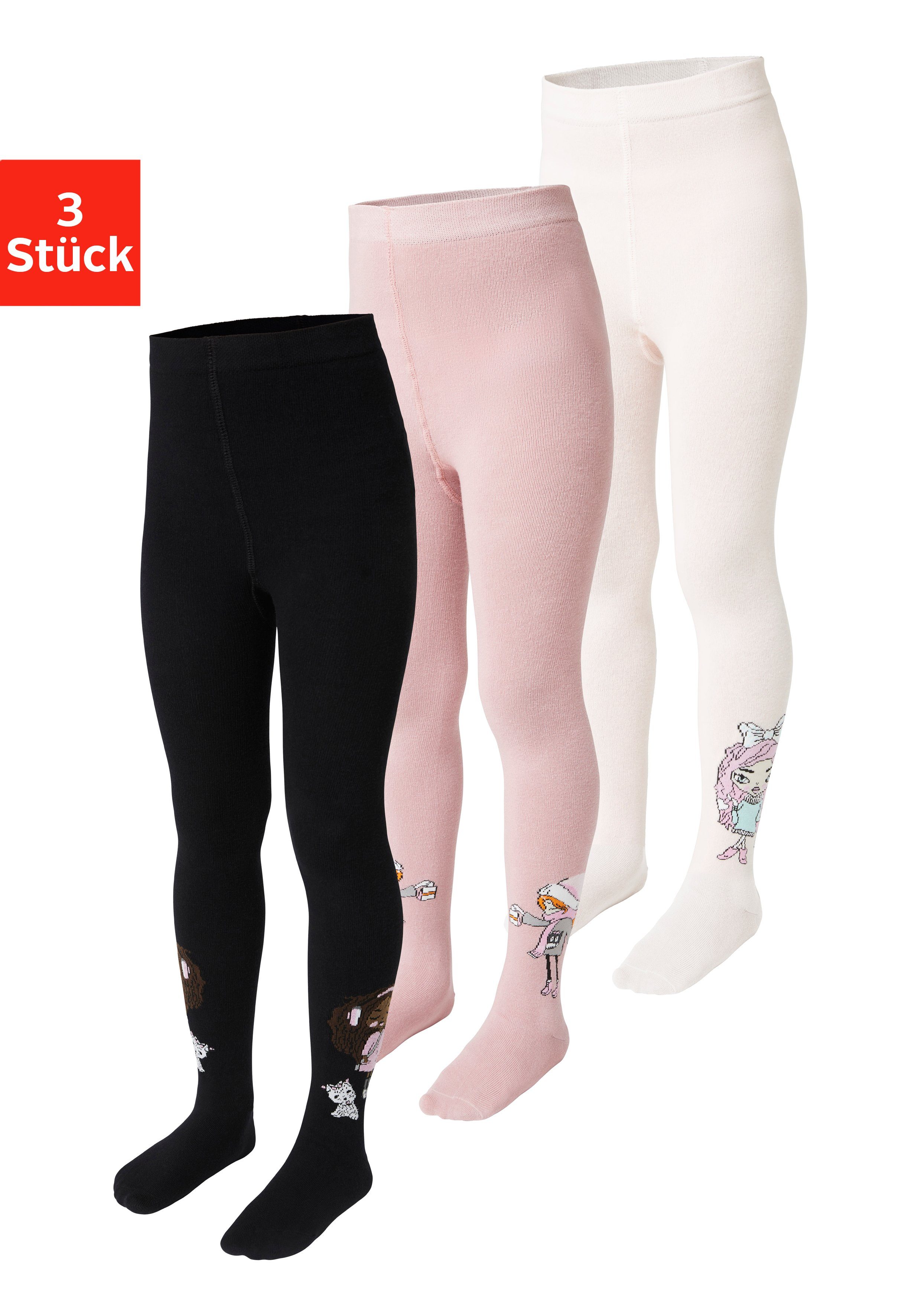 H.I.S Strickstrumpfhose (3 St) mit unterschiedlichen Designs