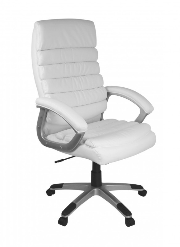 Amstyle Bürostuhl Leder Optik Weiß Schreibtischstuhl Chefsessel Drehstuhl mit XXL Polsterung