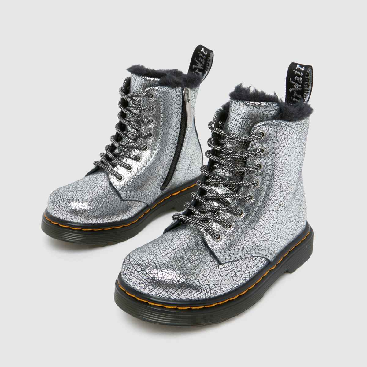 Dr Martens silverfärgade 1460 Serena flickor junior stövlar