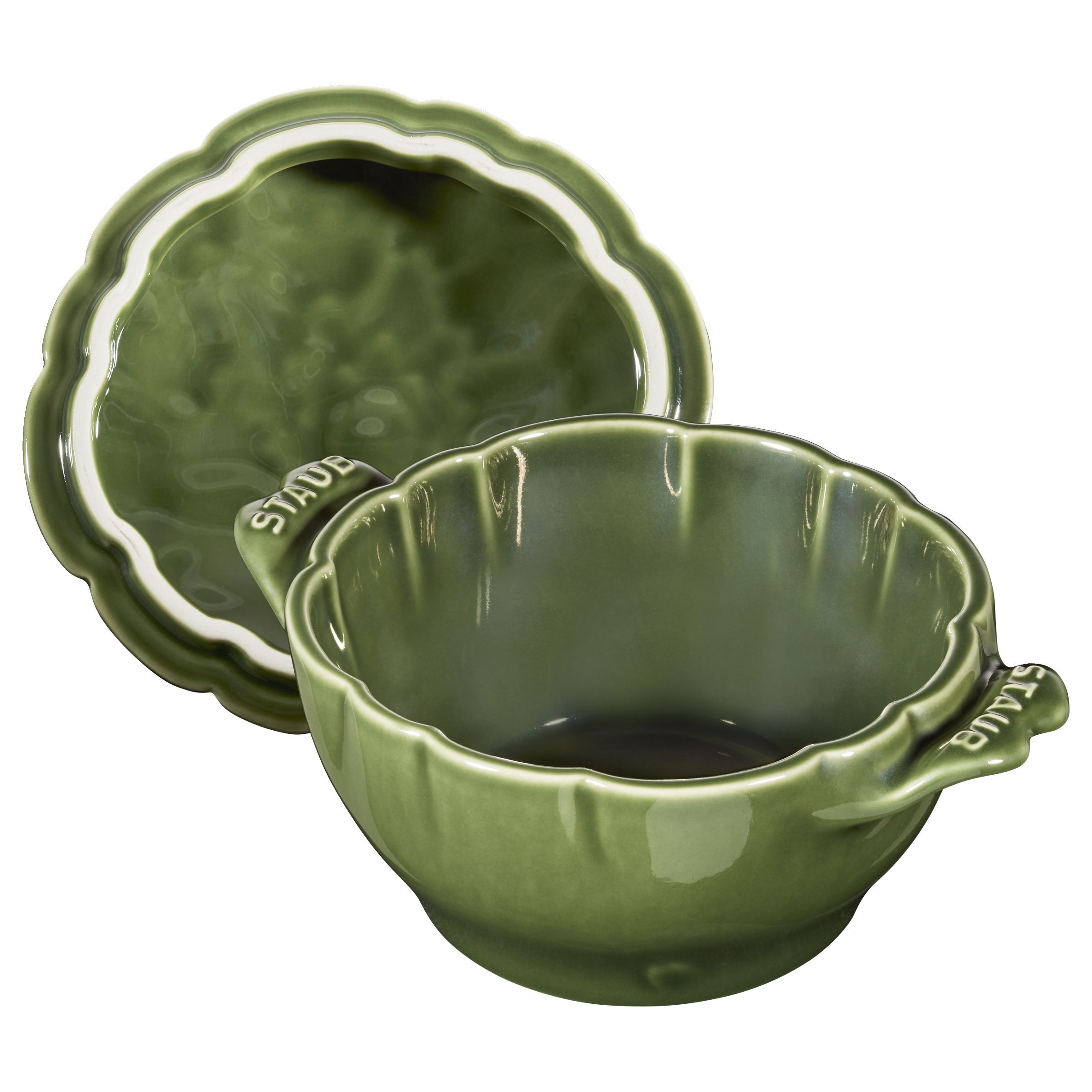 Cocotte 13 cm, Artischocke, Basilikum-Grün, Keramik