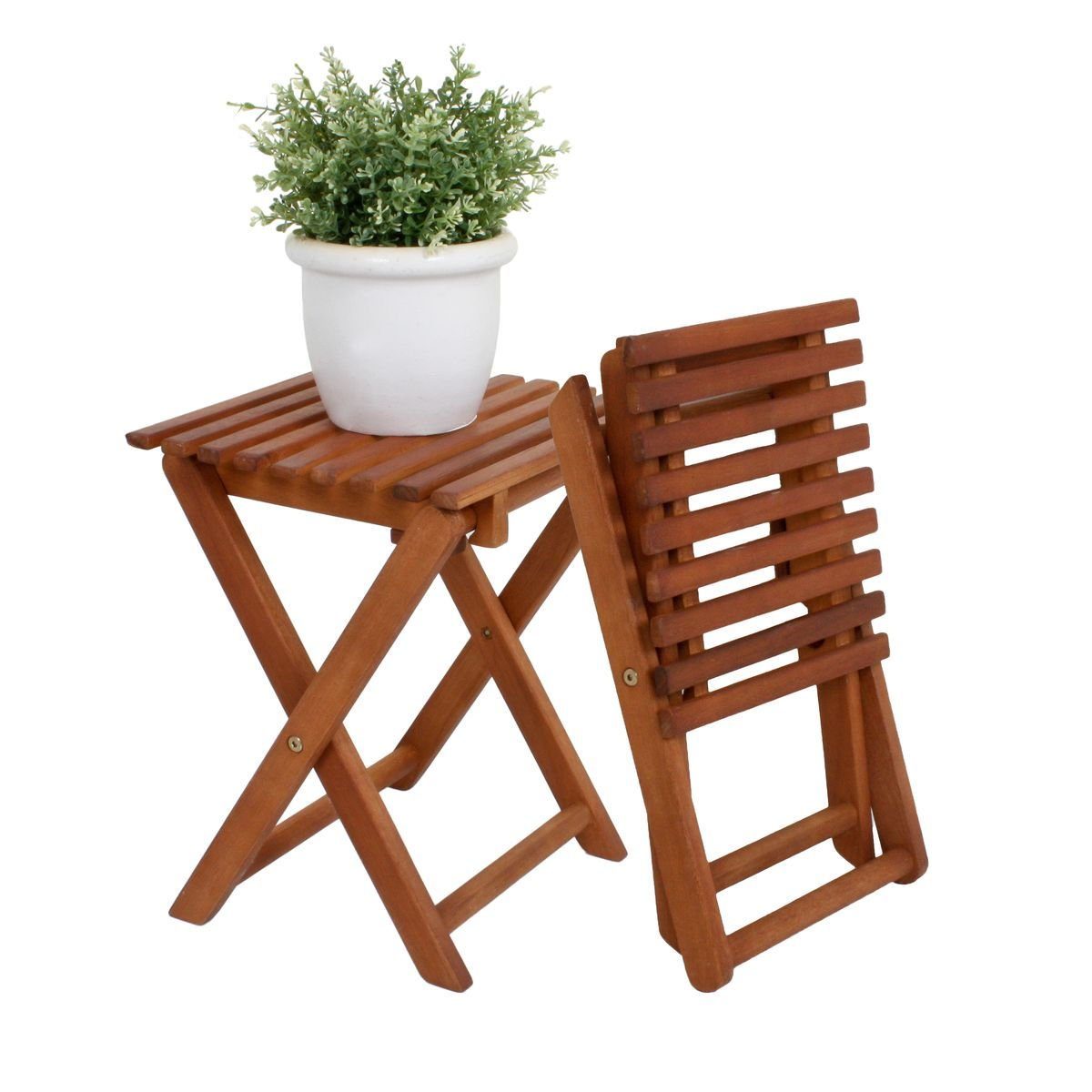 Spetebo Klapptisch Eukalyptus Blumen Klapphocker (Packung, 1-St., Klappbarer Hocker), Holz Klapptisch Beistelltisch