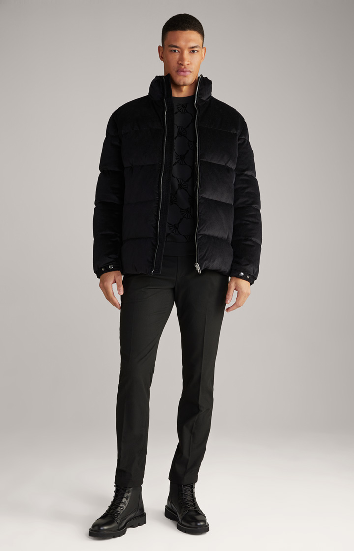 Samt-Steppjacke Baldo in Schwarz