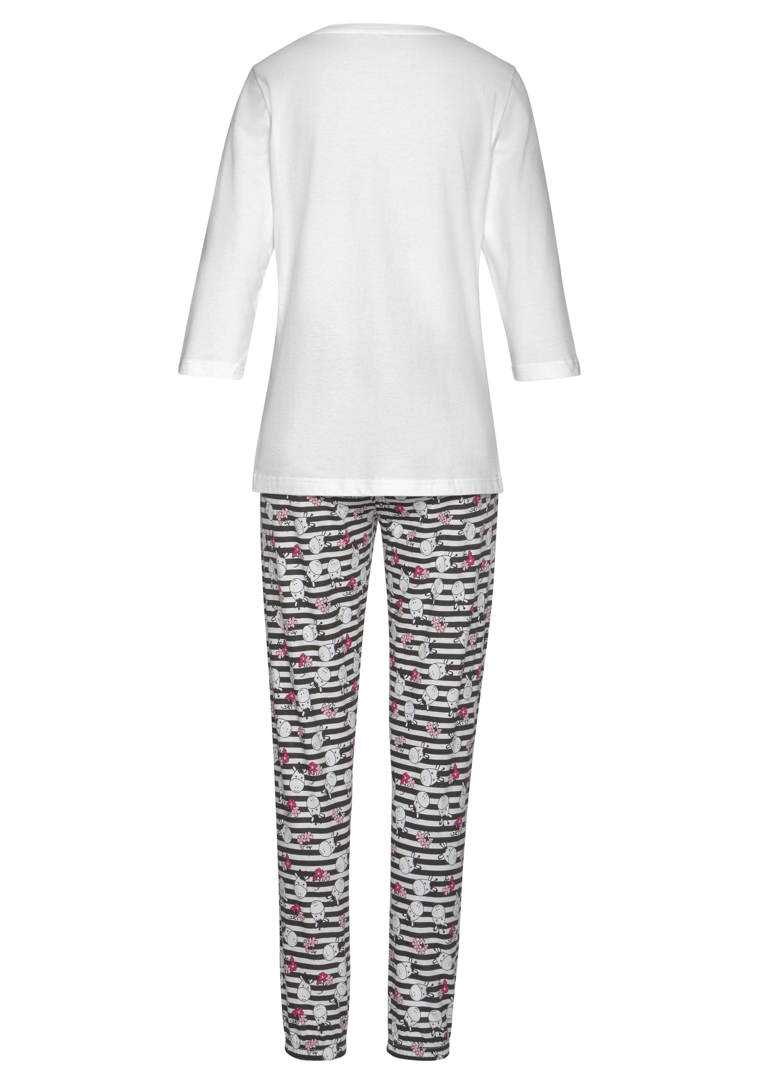 Vivance Dreams Pyjama (4 tlg., 2 Stück) mit verspieltem Tierprint