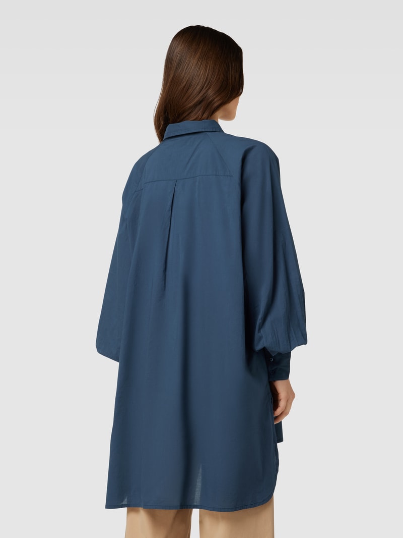 Longbluse mit Umlegekragen in marineblau
