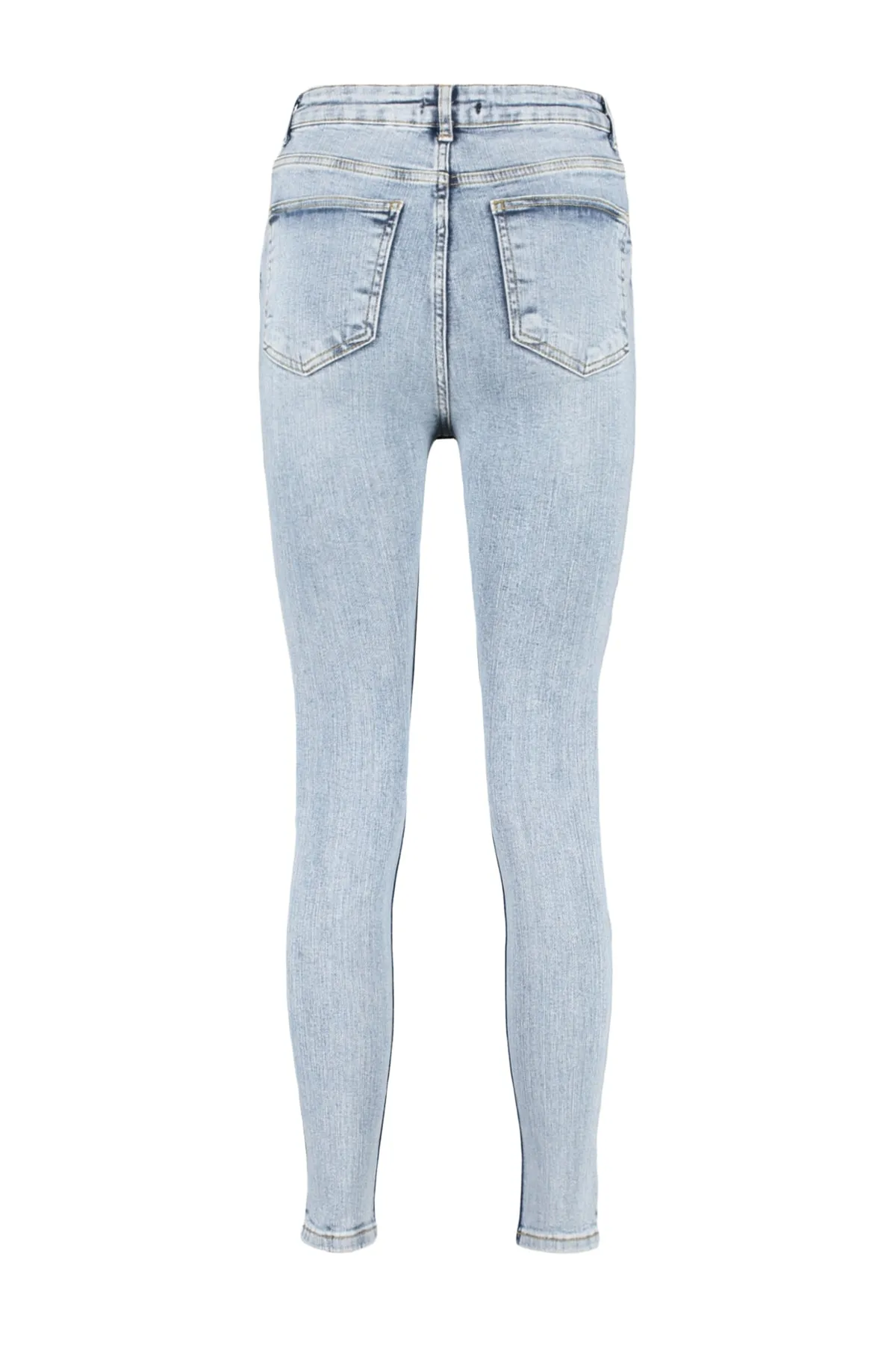 Trendyol Collection  Blaue Skinny Jeans mit Knopfleiste vorn und hoher Taille TWOSS23JE00077
