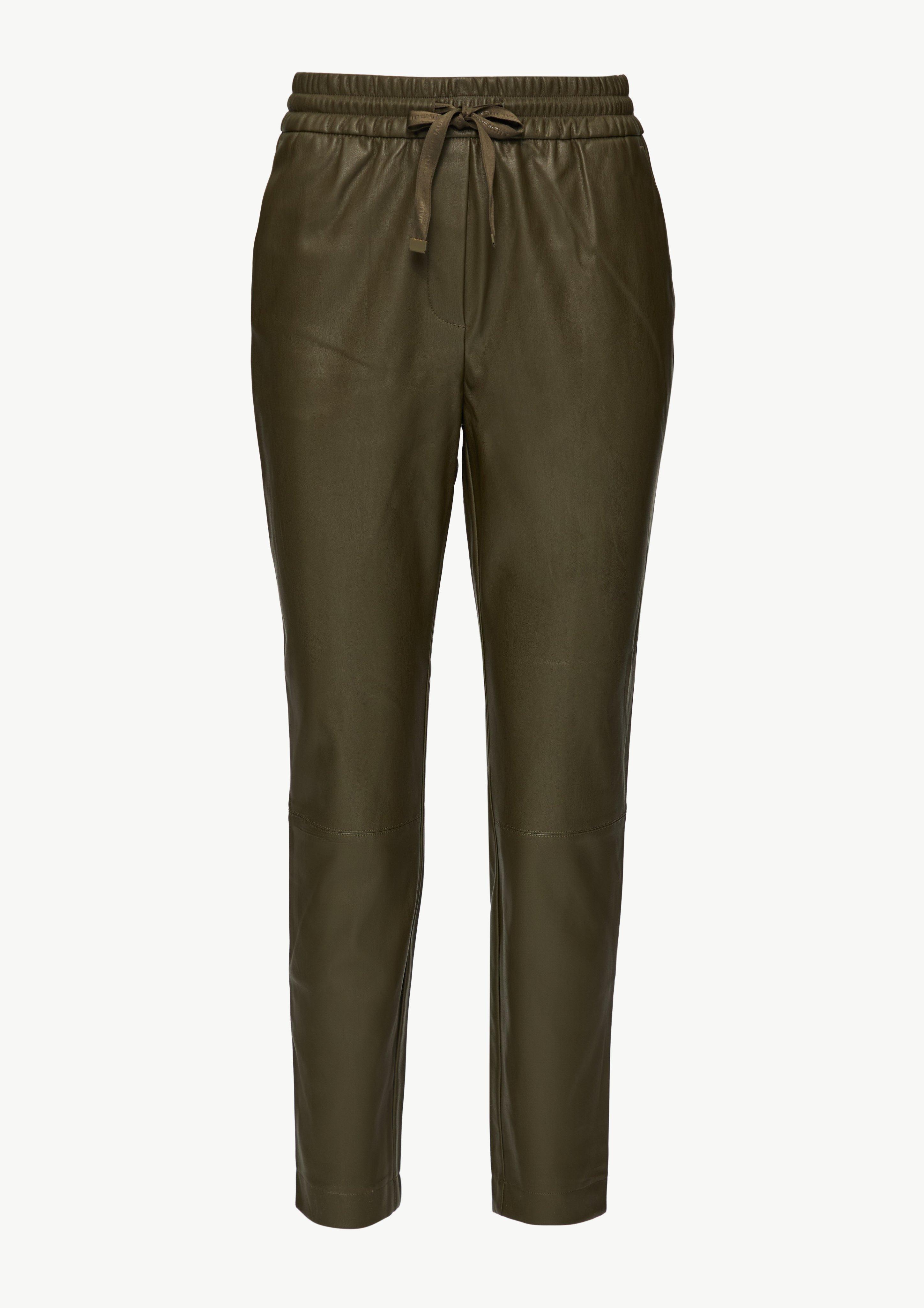 Jogpants aus Kunstleder - olivgrün