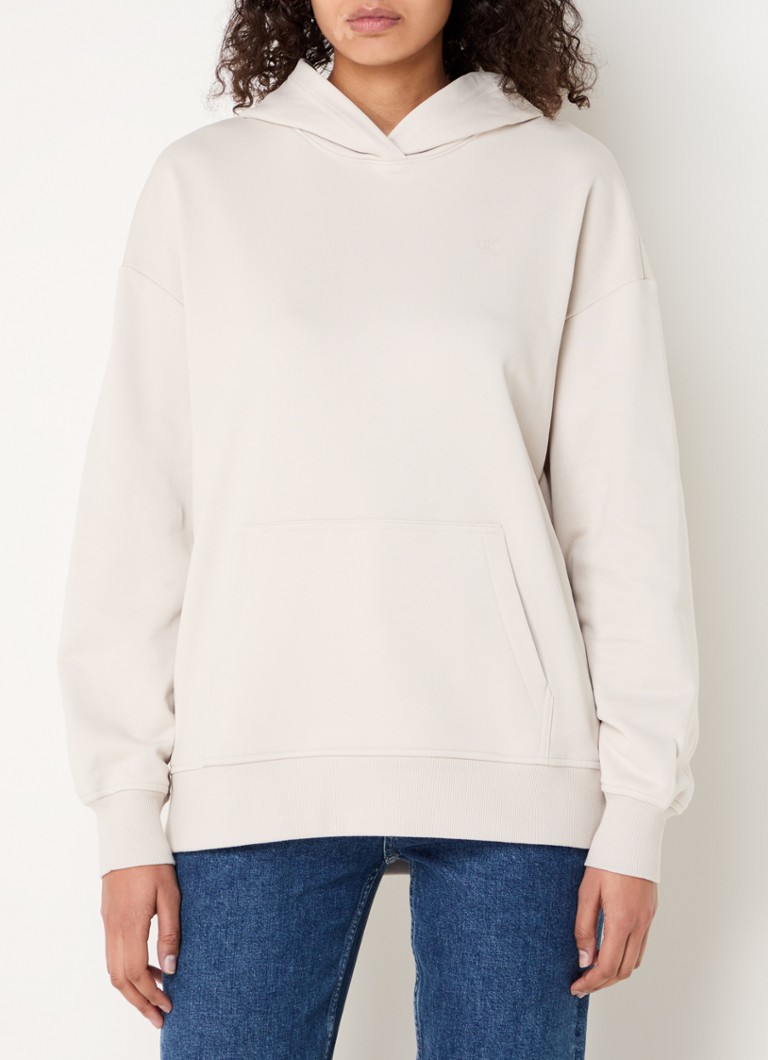 Calvin Klein lielizmēra kapučjakas krekls ar logotipu un apdruku aizmugurē