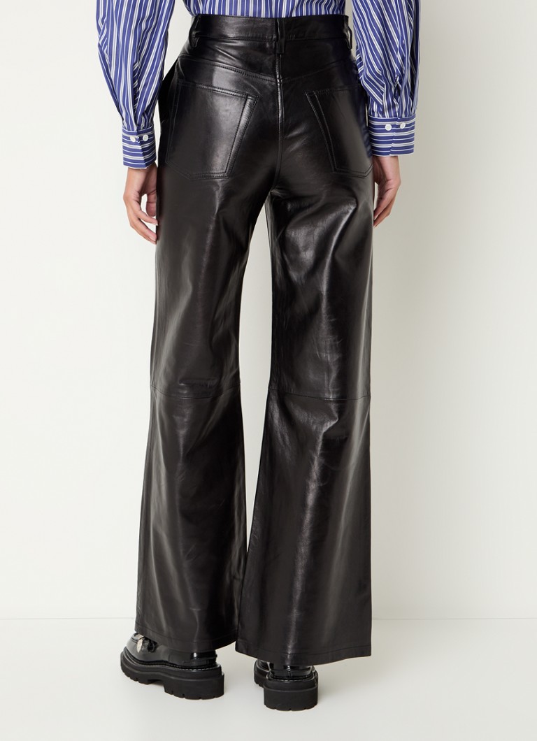 Sandro high-waist wide-fit lambskin trousers