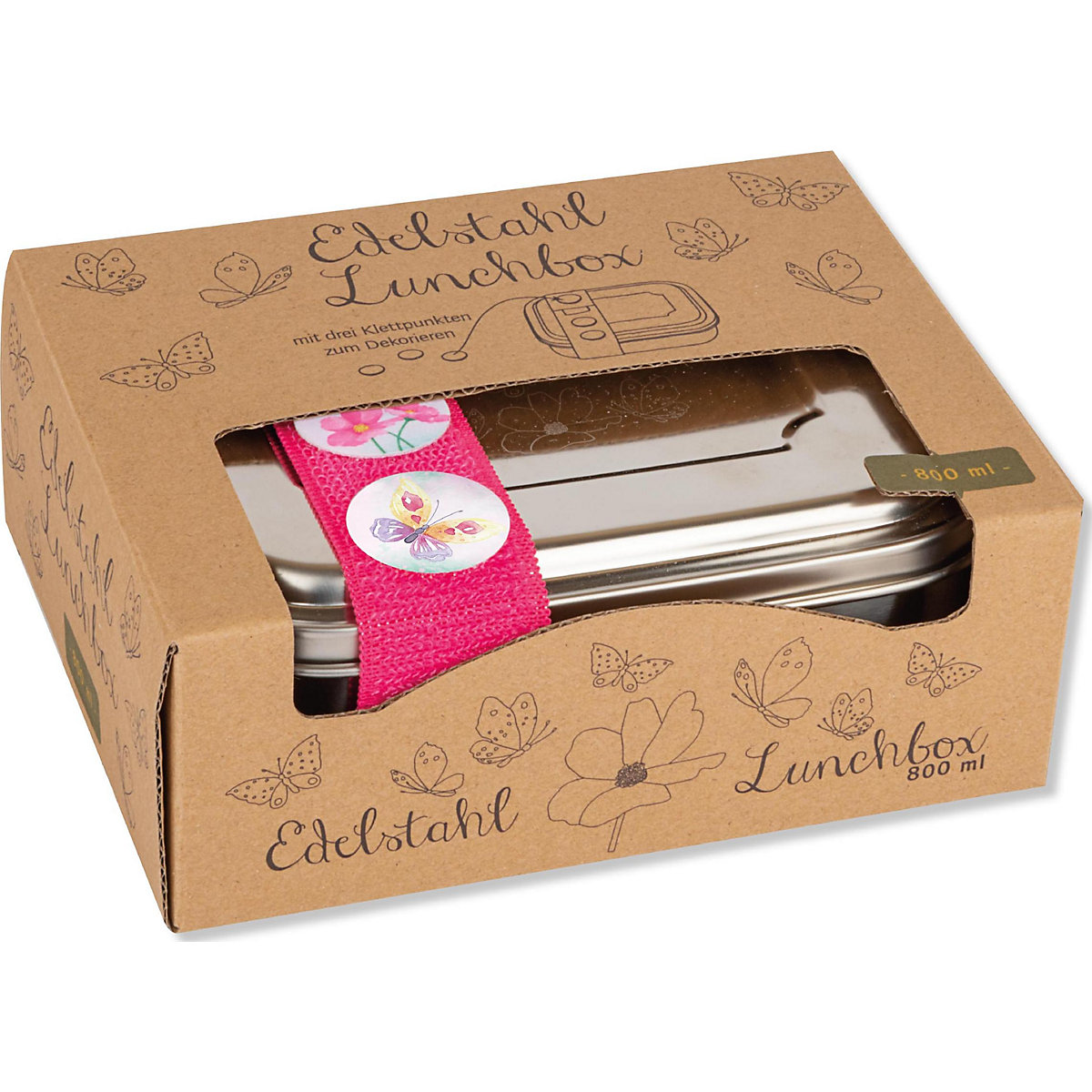 Edelstahl-Brotdose Schmetterling Lunchbox