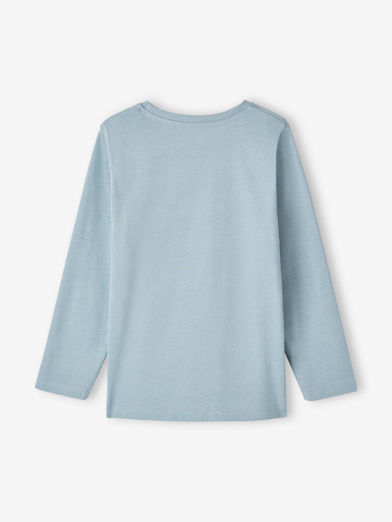 Vertbaudet Jungen Shirt mit Print, Recycling-Baumwolle - grau meliert