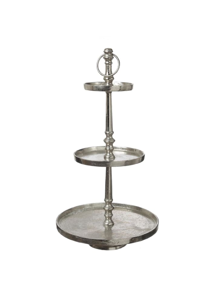 MARELIDA Etagere Aluminium 3 stöckige Servierplatte Dekoetagere H: 51cm in silber günstig kaufen onesize